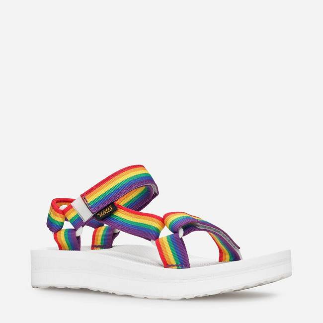 Teva Women's Midform Universal Rainbow Pride Sandals 3173-856 Rainbow/White Sale UK